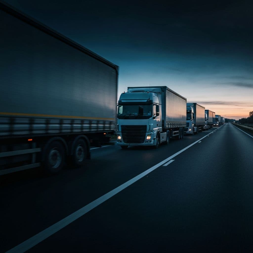 Commercial fleet vehicles on the road